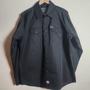 Dixxon Workforce Shirt Mens XL Black Long Sleeve Workwear Button Front Casual